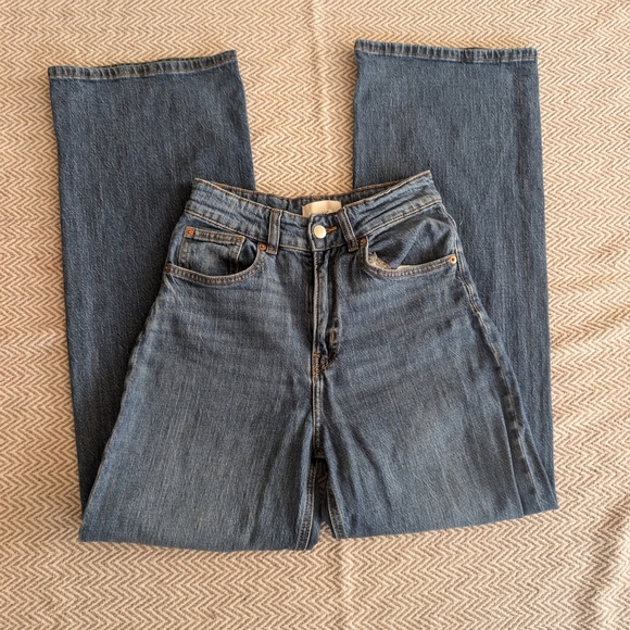 H&M Dark Blue Wide Leg Jeans Y2K - Picture 4 of 9